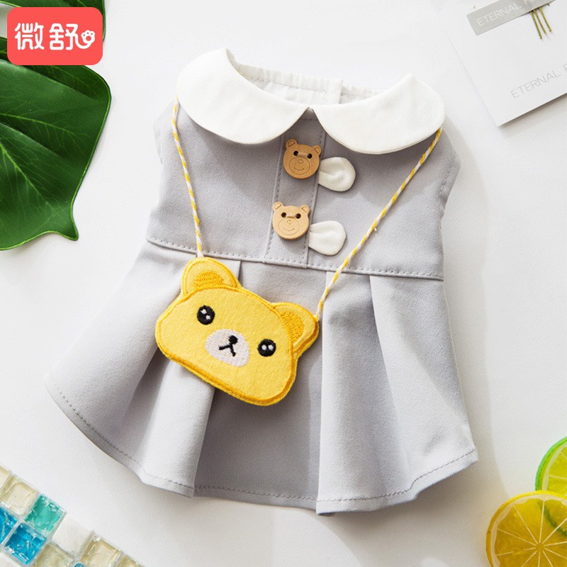 áo đấm (váy) xám gấu vàng cho chó mèo