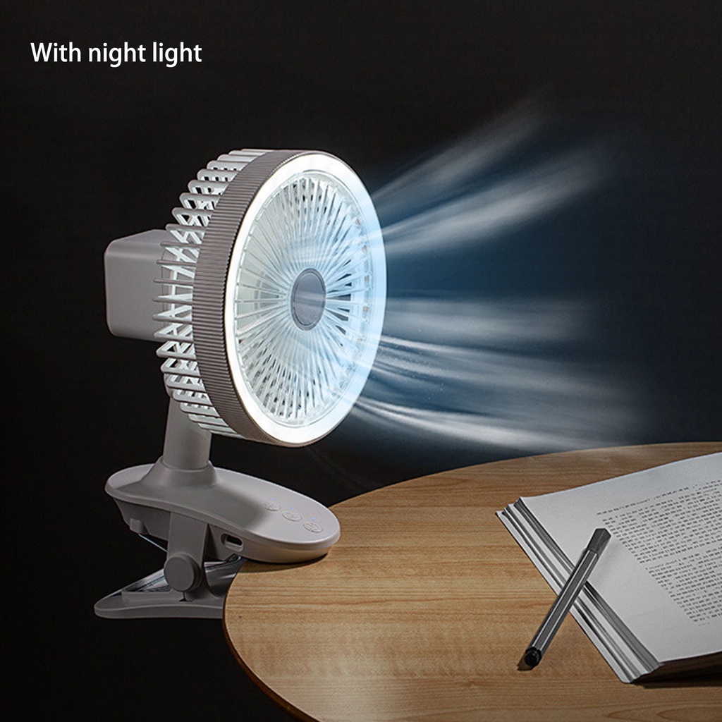 [Hàng HOT] Quạt Mini Để Bàn - Quạt Kẹp bàn sạc USB Gió mạnh 5 cánh Có độ ồn thấp động với đèn LED【Carbon070】