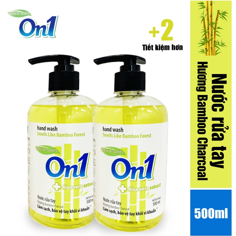 Combo 2 Chai Nước rửa tay sạch khuẩn On1 hương Bamboo Charcoal (2 Chai x 500ml) RT507
