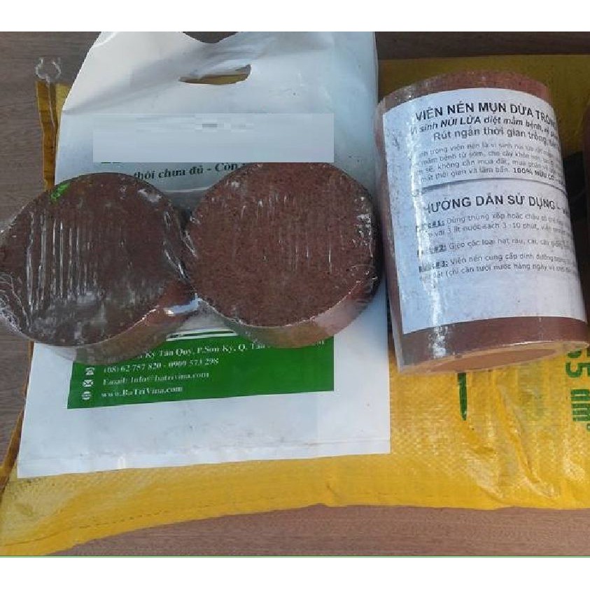 Viên nén mùn dừa trồng cây - Mùn dừa viên nén  1 viên 500gr