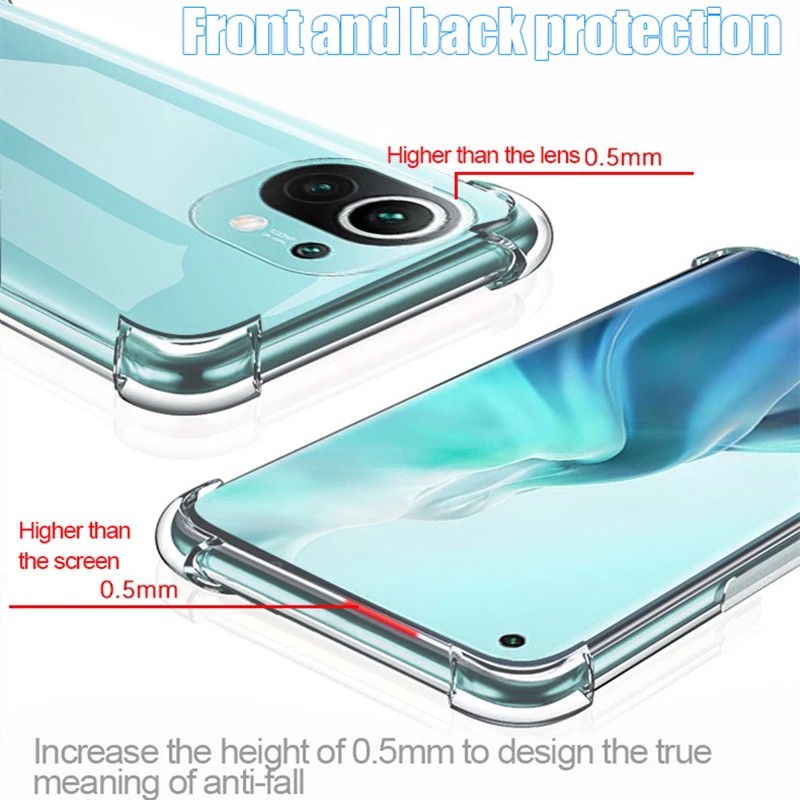 Ốp lưng viền vuông chống sốc trong suốt Cho Xiaomi Mi 13 13T 12S 12T 12 11 Lite Ultra 11t 10t Pro Note 10 Lite Poco C40 M5 M5s X3 X4 F4 GT Nfc M3 F2 Pro 5G 4G 2023