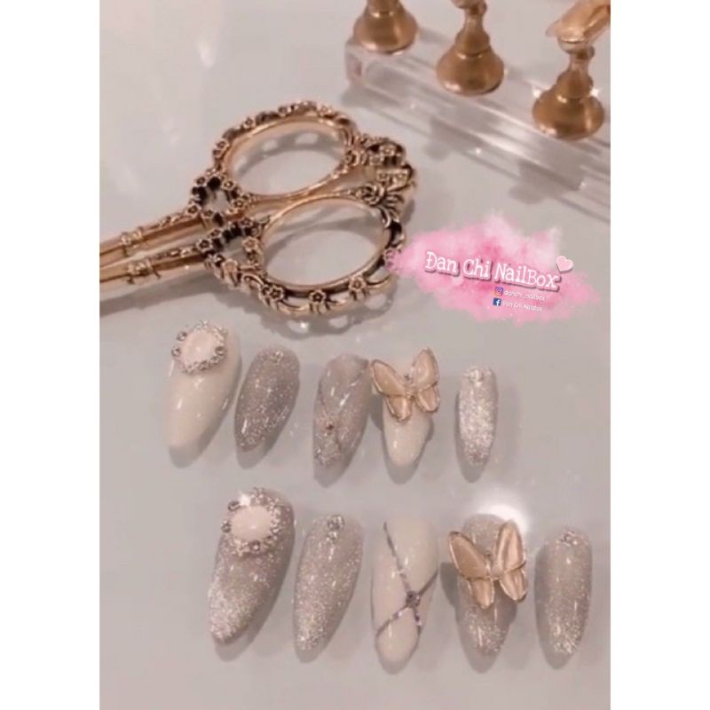NailBox móng úp thiết kế sẵn Mẫu Mắt Mèo Charm Bướm
