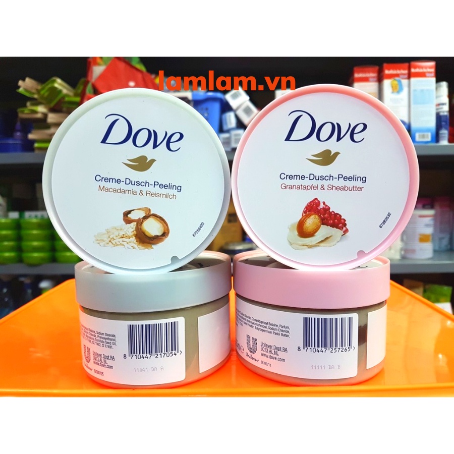 Tẩy da chết body Dove bản Đức 225ml