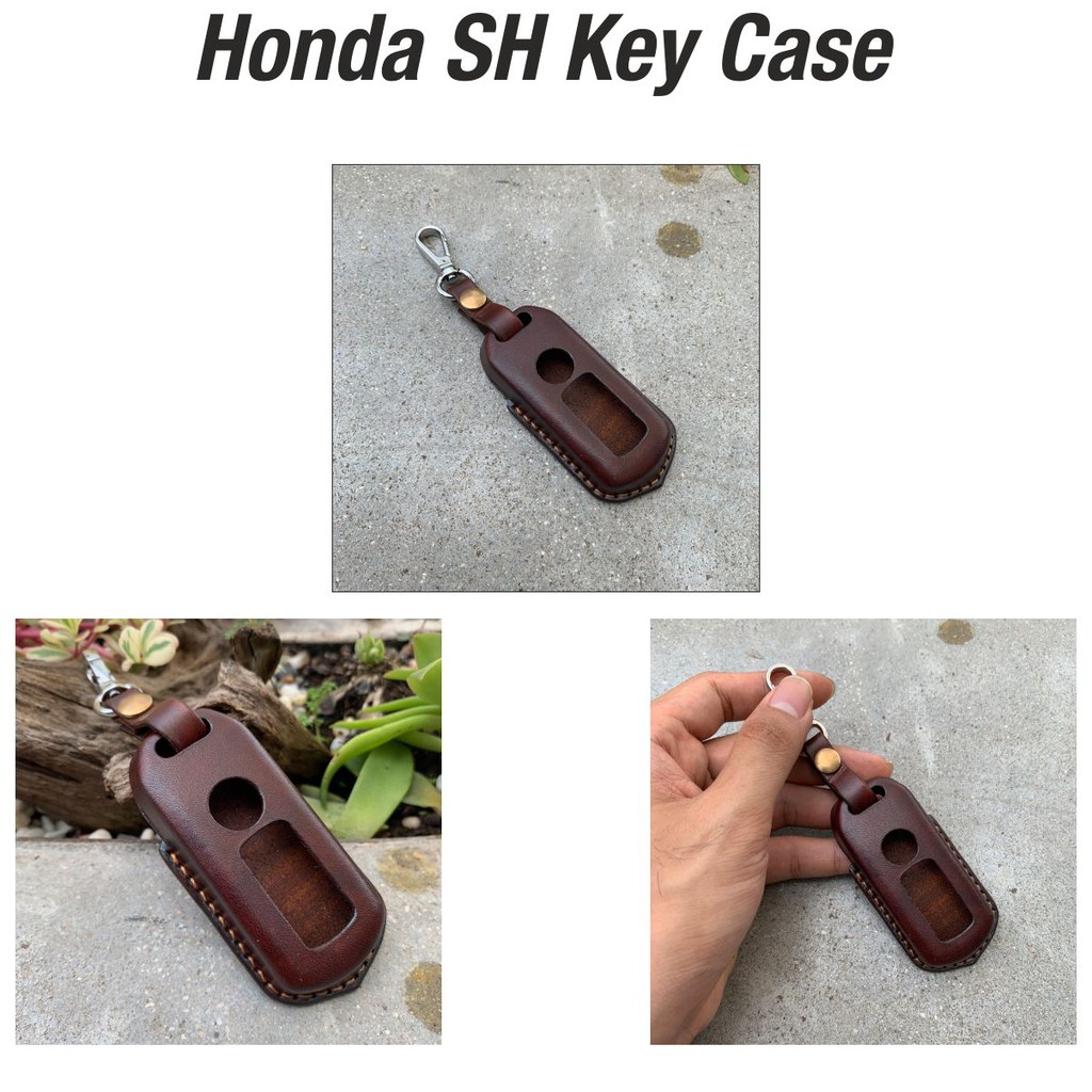 Bao da chìa khoá ép phom màu nâu cho Honda SH, đồ da thủ công chất liệu da bò thật - ASBD46SH05