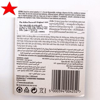 Pin đũa AAA Duracell Alkaline Chính Hãng ( 1 Vỉ 2 Viên)