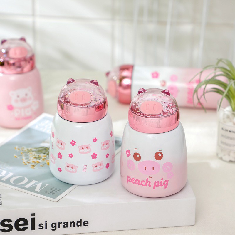 Bình giữ nhiệt con heo dễ thương cute, độc đáo 350ml