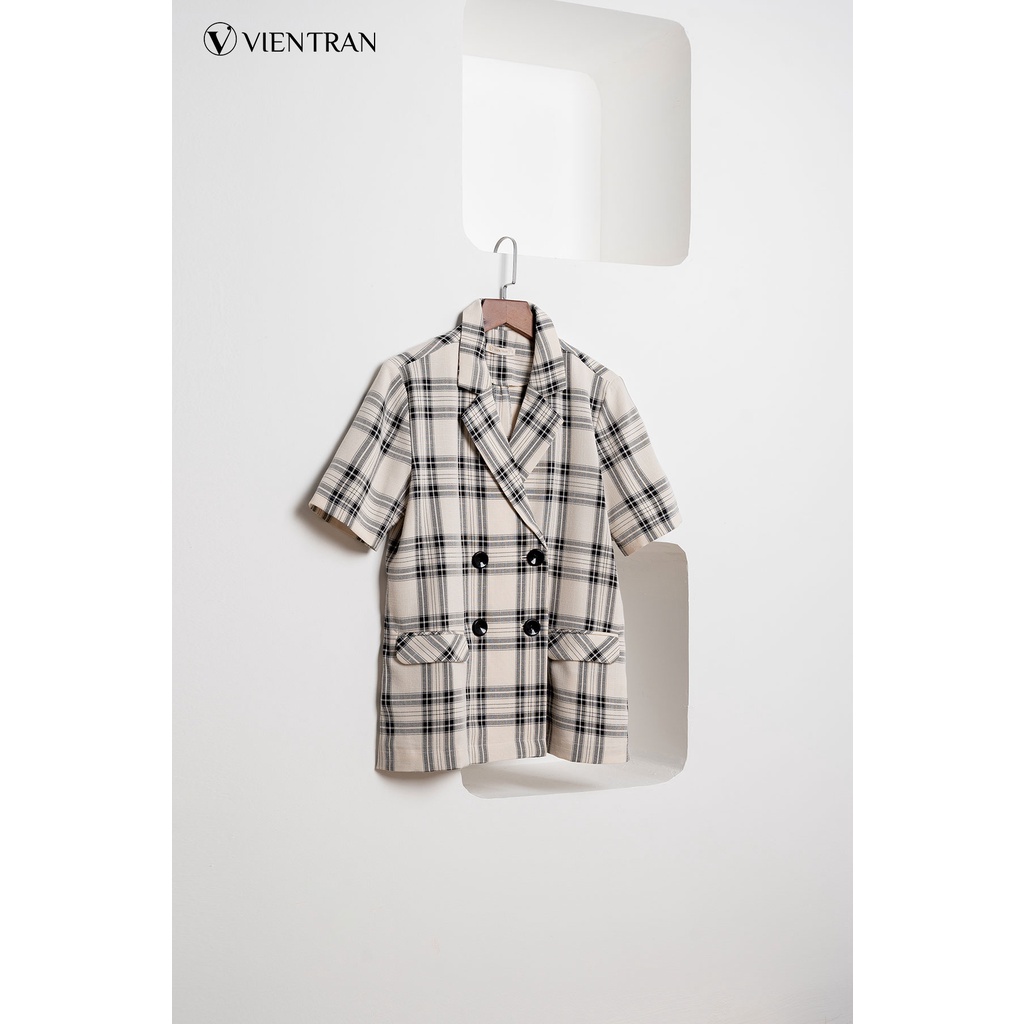Áo Đờ Mi VIEN TRAN Cổ Hai Ve Tay Ngắn V65D21Q025