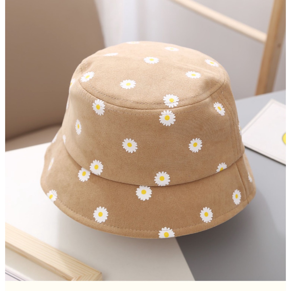 Mũ bucket hoạ tiết hoa cúc chống nắng đáng yêu cho bé