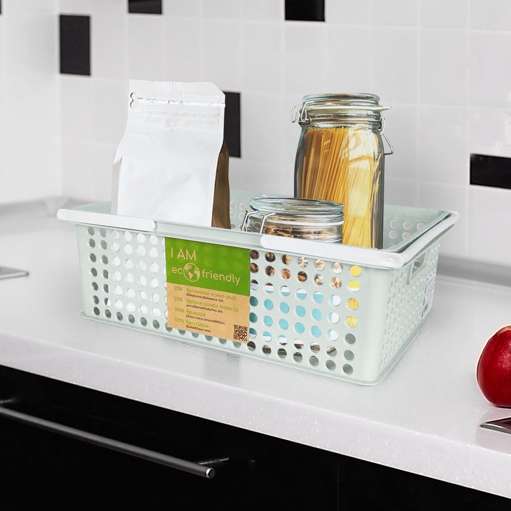 Homebase STACKO Giỏ nhựa đựng đồ chồng lên nhau FRIENDLY 5080M Thái Lan W39.5xD27.5xH13.5cm màu xanh lá