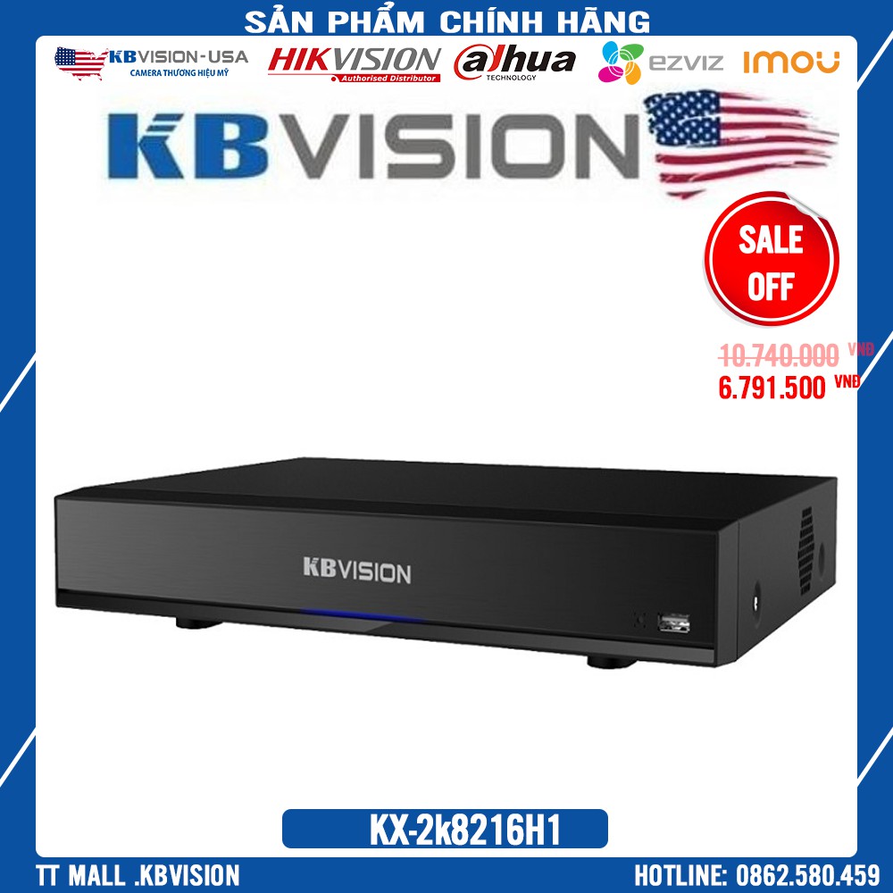 {Tiết Kiệm Nhất} Đầu ghi 4K (5in1) 16 kênh (8 kênh IP) KX-E4K8108H1 Chuẩn H.265+ tiết kiệm băng thông và ổ cứng