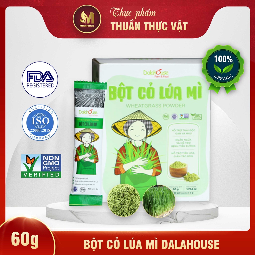 Bột Cỏ Lúa Mì Hữu Cơ Nguyên Chất Sấy Lạnh Dalahouse