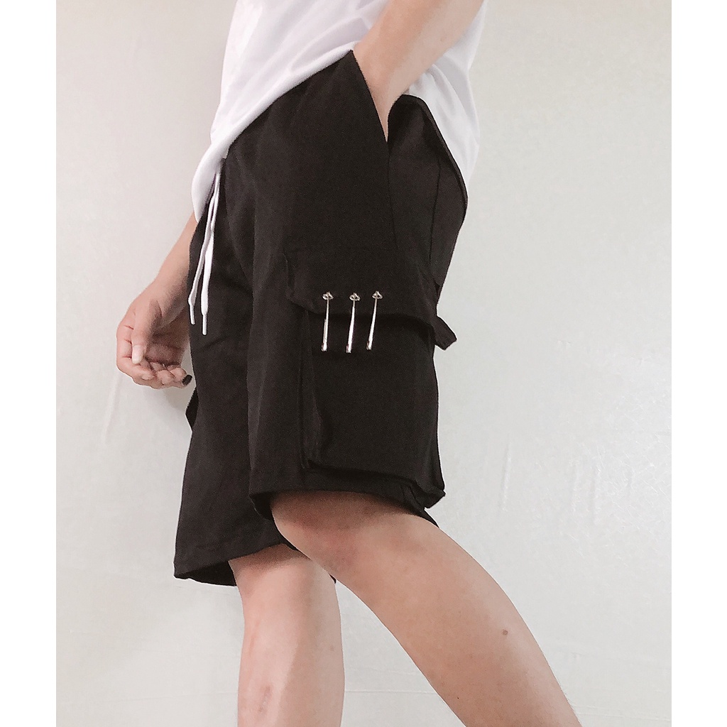[HÀNG TREND 2021] Quần Short túi hộp unisex NAM NỮ KHÓA TRÒN PHỐI 3 KHUYÊN chất kaki dầy co giãn