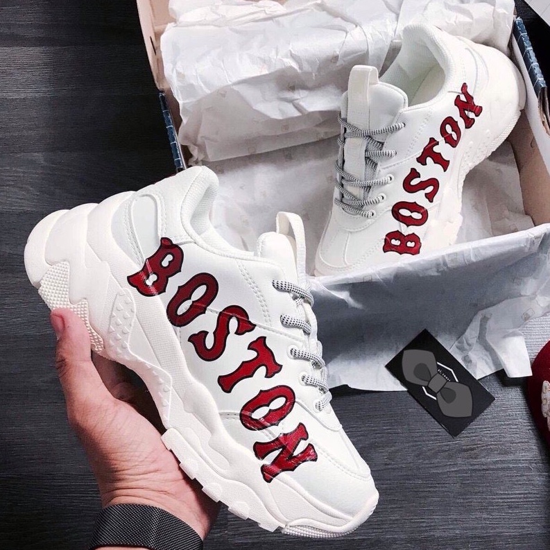 Giày thể thao nam nữ Boston - Giày sneaker ulzzang trắng cao cấp full bill box độn đế cao cổ tăng chiều cao mlb D3