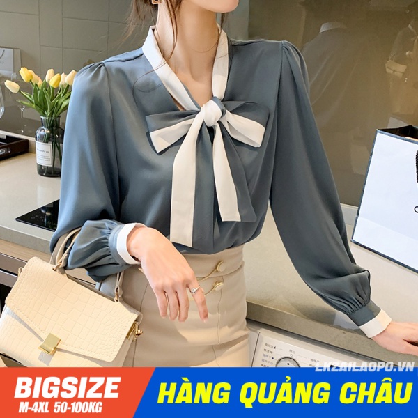 BIGSIZE 45-70kg Áo sơ mi tay dài màu sắc trẻ trung phong cách Hàn Quốc cho bạn gái - Áo sơ mi nữ kiểu đẹp cá tính - quảng châu cao cấp
