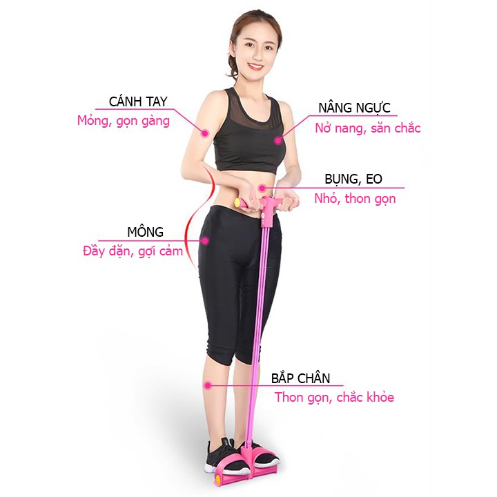 Dây kéo cao su 4 ống dụng cụ tập cơ bụng gym, thể dục thể thao thể hình, tập bụng, tay, vai nâng cao sức khỏe tại nhà