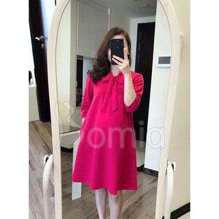 Đầm bầu hồng sen cột nơ