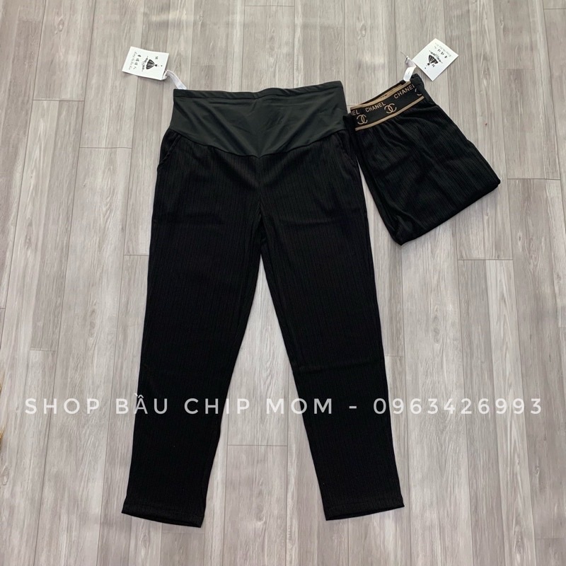 (video ảnh thật)Quần bầu cạp chữ chất thun tăm lạnh -thoải mái cho mẹ ,an toàn cho be- quanbaudep tkutrang