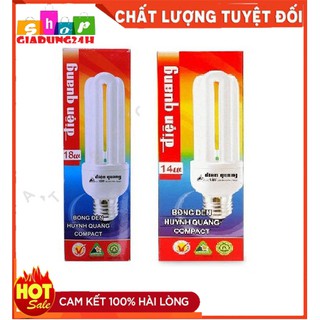 Bóng Đèn Compact 3U 14W,18W Đui xoáy đui cài ĐIỆN QUANG® (Sáng trắng)-Giadung24h