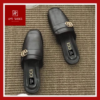 Giày sục nữ da mềm thời trang GUCTAG đơn giản nhẹ nhàng đế bằng cao 3cm 2 màu đen/be mẫu mới hot hit yêu thích[ANH THẬT]