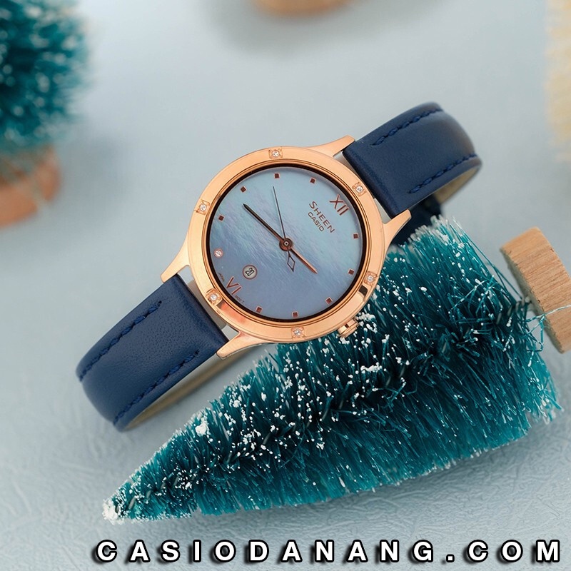 Đồng hồ nữ dây da Casio Sheen chính hãng Anh Khuê SHE-4546PGL-2AUDF