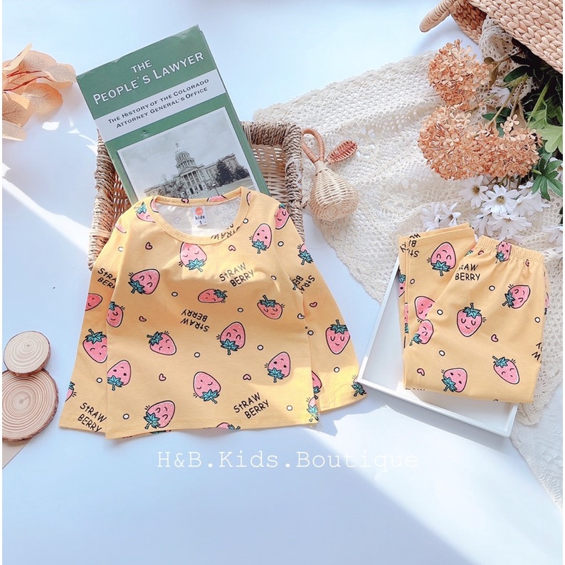 Bộ thu đông cho bé trai bé gái từ 1 đến 7 tuổi dài tay chất cotton mềm mại hình in đáng yêu dễ thương BinBon Kids