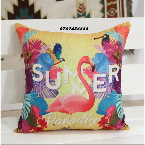 Gối tựa lưng vuông sofa mẫu CHIM HẠC (chỉ vỏ gối không kèm ruột) size 45x45cm