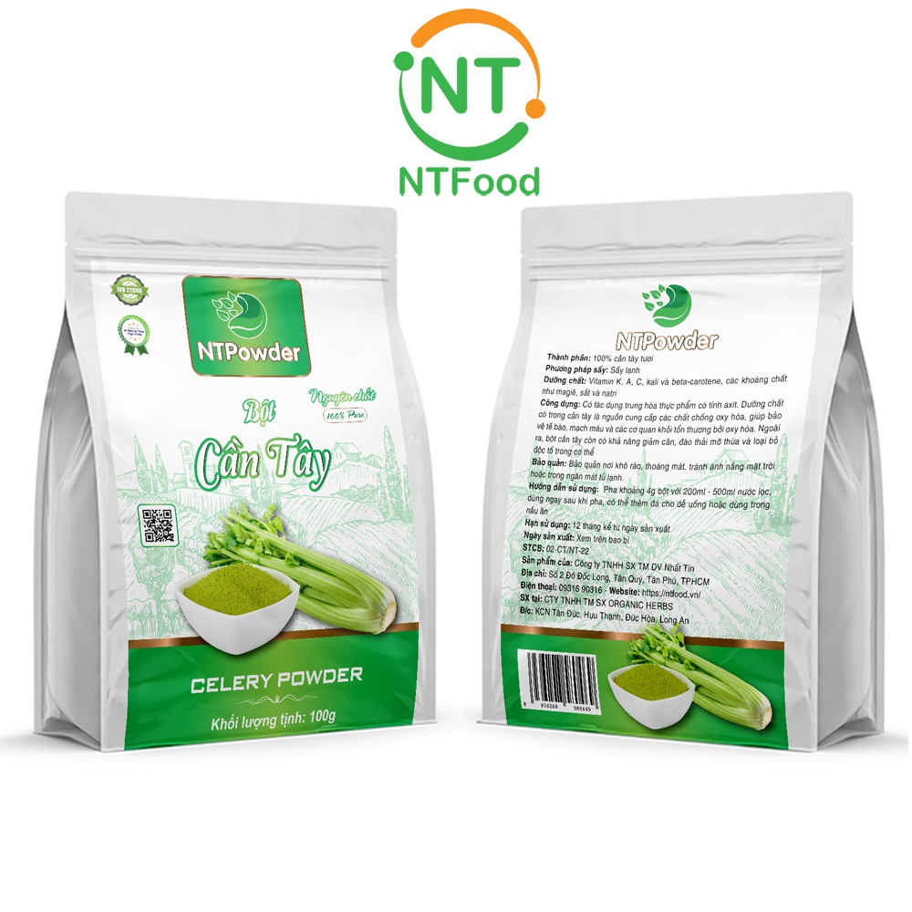 [Sỉ] Combo 3 kg Bột Cần Tây / Rau má / Diếp cá sấy lạnh NTPOWDER (mỗi loại 1kg) - Nhất Tín Food