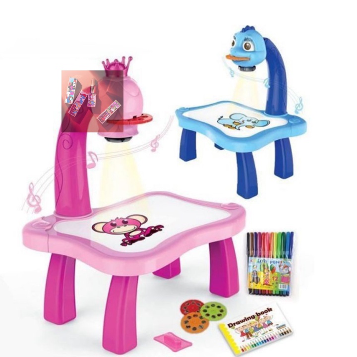 (Order Trung) BÀN CHIẾU VẼ TRANH CHO BÉ -BÀN VẼ CÓ ĐÈN CHIẾU MÁY CHIẾU VẼ TRANH BÀN VẼ 3D CÓ NHẠC HƯƠU CAO CỔ