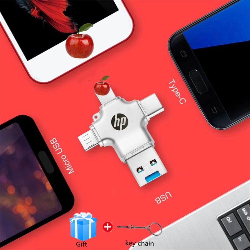 Usb 3.0 OTG HP 4 Trong 1 1TB 512GB 256GB 64GB Cho ĐiệN ThoạI MáY TíNh BảNg / Android / PC