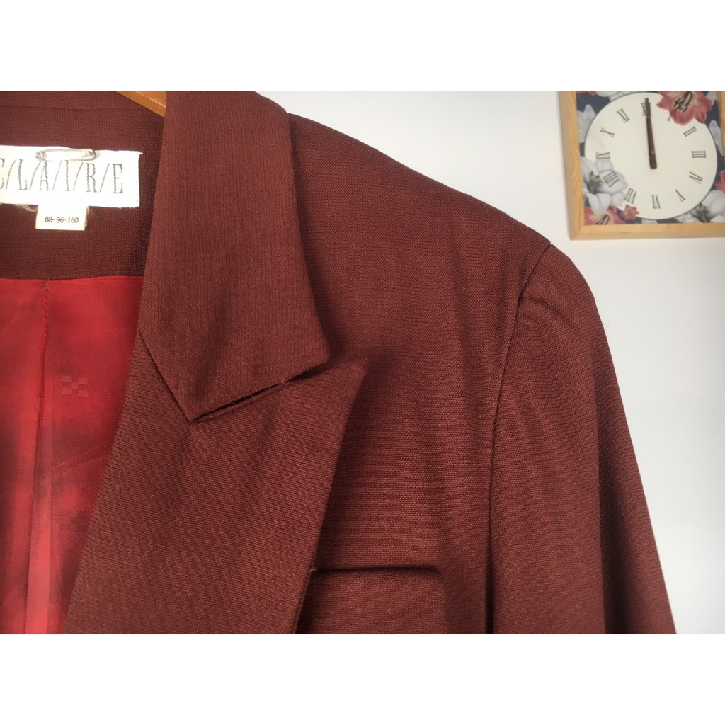 (Hàng si Hàn Quốc) Áo blazer 2hand nữ NÂU ĐỎ của CLAIRE JACBLG01