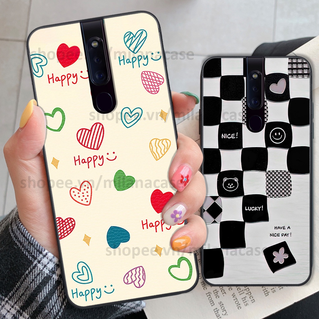 Ốp Oppo F11 / F11 Pro in hình caro trái tim siêu đẹp, siêu nét đầy phong cách cá tính