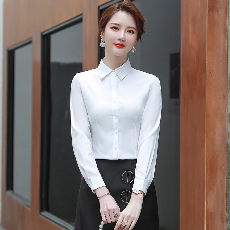 Áo sơ mi nữ công sở, sơ mi trắng dài tay mẫu cơ bản S32
