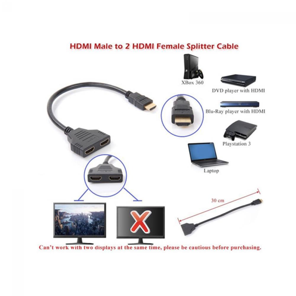 ❀SIMPLE❀ M/F HDMI Port 1 In 2 Out Male to 2 Female Cable 1080p Splitter Switch Adapter Dual Converter