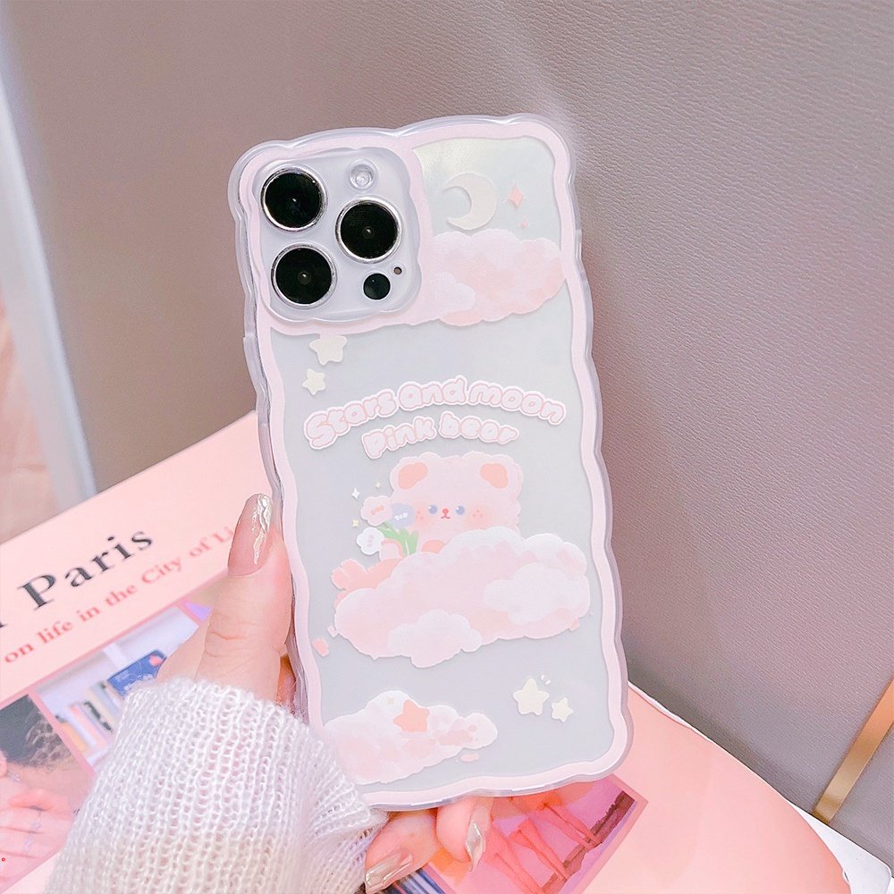 Ốp Lưng Phone Điện Thoại Hình Gấu Hồng Cho Tương Thích Với IPhone 11 12 13 Pro Max X Xr Xs Max