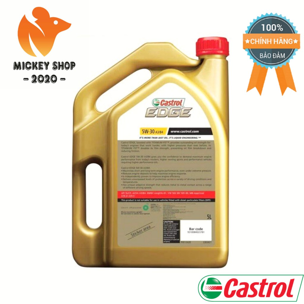 [ CHÍNH HÃNG ] Dầu Nhớt Tổng Hợp Toàn Phần Cao Cấp CASTROL EDGE TITANIUM FST 5W30 A3/B4 5L