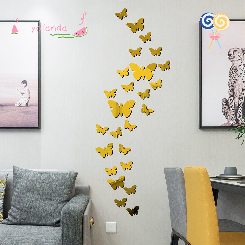 Bộ 25 Miếng Dán Hình Bướm 3D Dùng Trang Trí Tiệc Cưới Độc Đáo