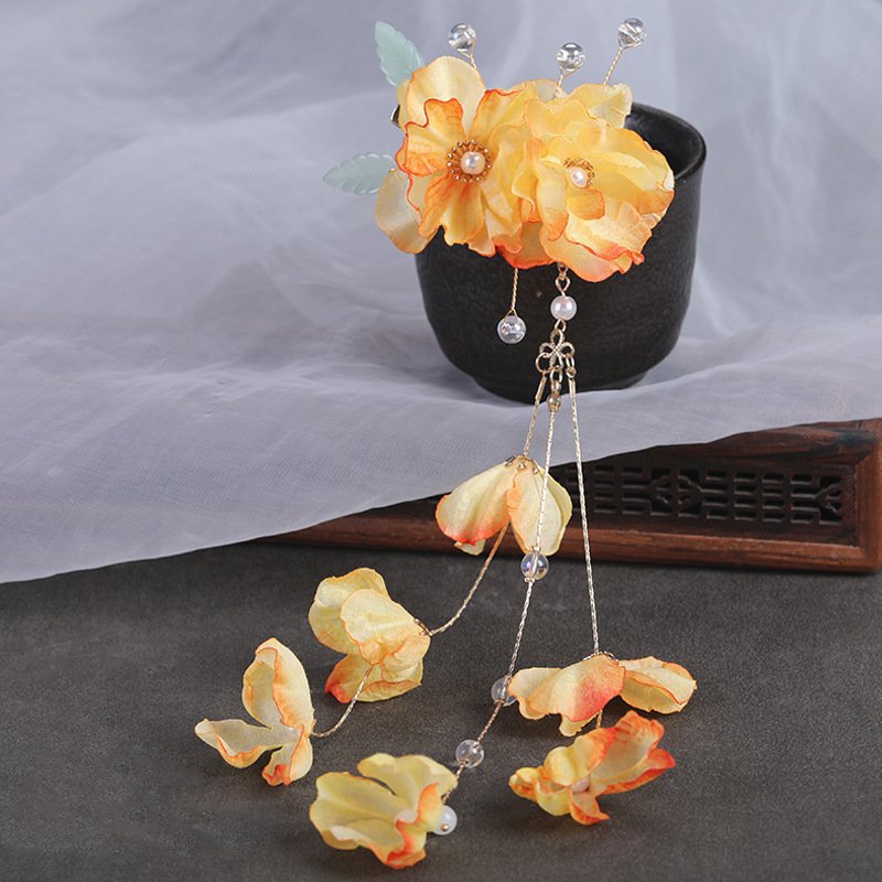 (Lẻ 1 cái) Cài tóc đi biển hoa rơi cam hồng xinh xắn dễ thương hợp thời trang