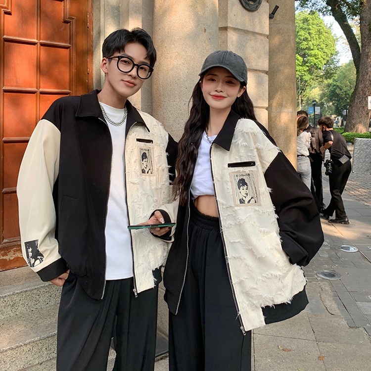 Áo Khoác Bóng Chày Phong Cách Hàn Quốc Thời Trang Cho Nam Nữ Áo khoác đôi chất lượng cao thời trang Cặp đôi áo khoác ve áo