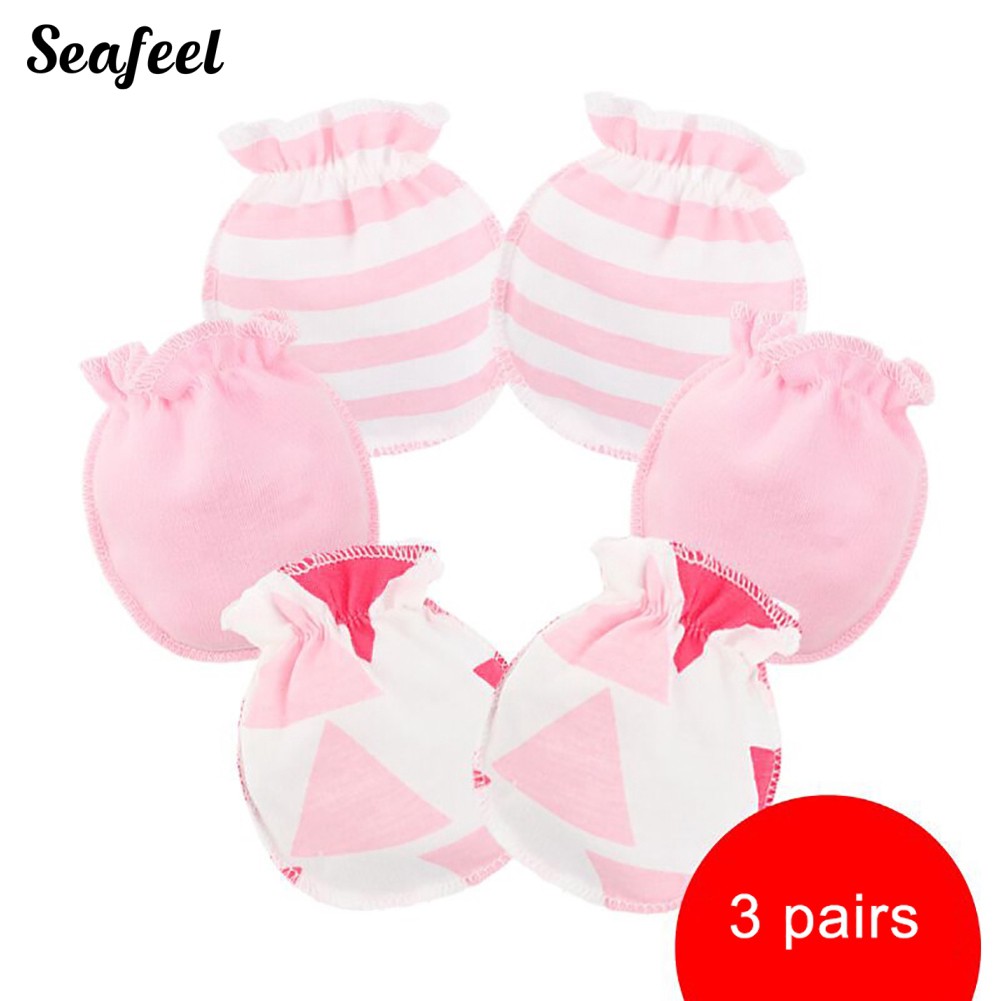 Set 3 Đôi Găng Tay Cotton Chống Trầy Xước Cho Bé Sơ Sinh