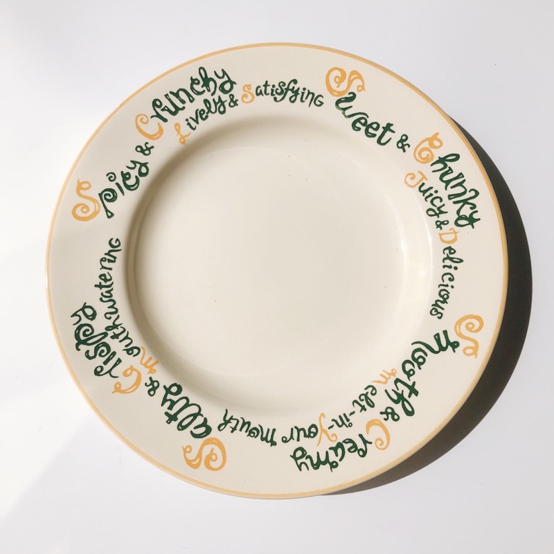 Đĩa, Tô nhỡ vintage Âu Mỹ viền chữ hương vị hãng Mister Donut