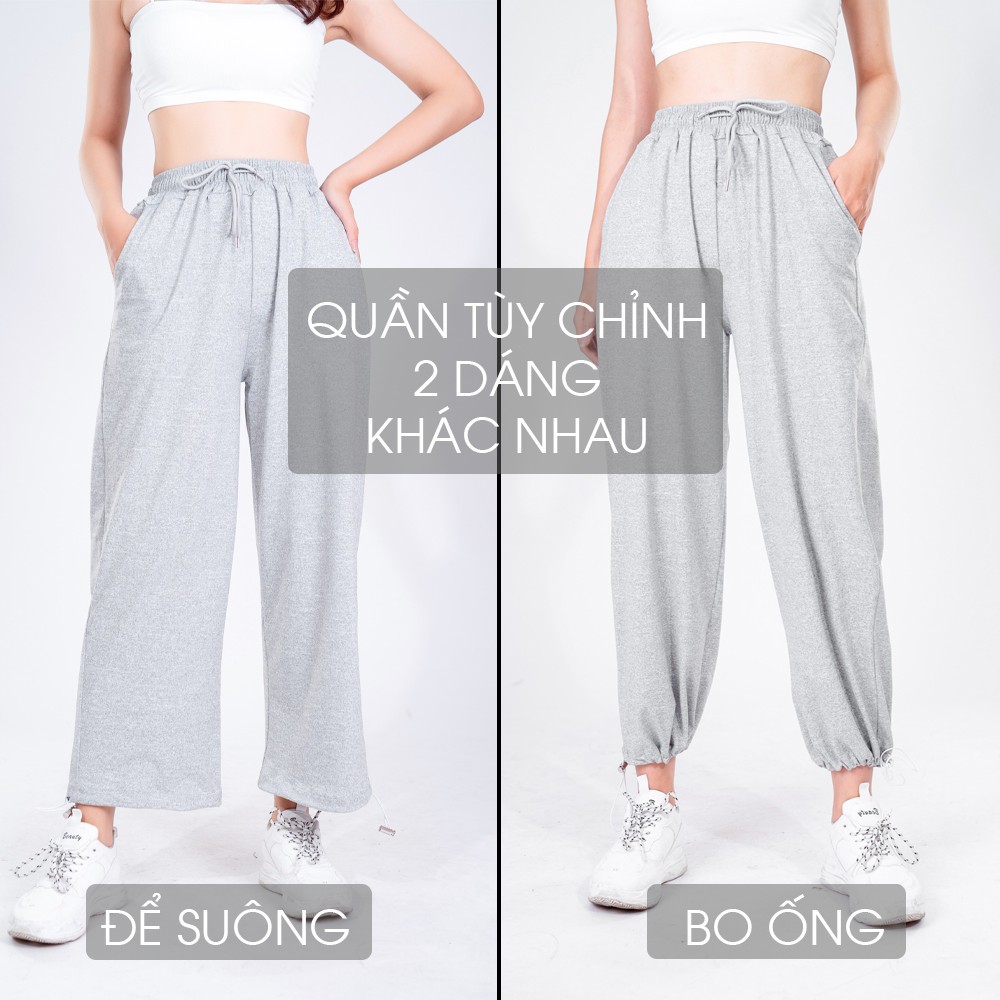 Quần Jogger nữ ống rộng MaoMao Quần jogger pants form rộng 2 dáng để suông hoặc bo gấu thể thao tập gym - Q04