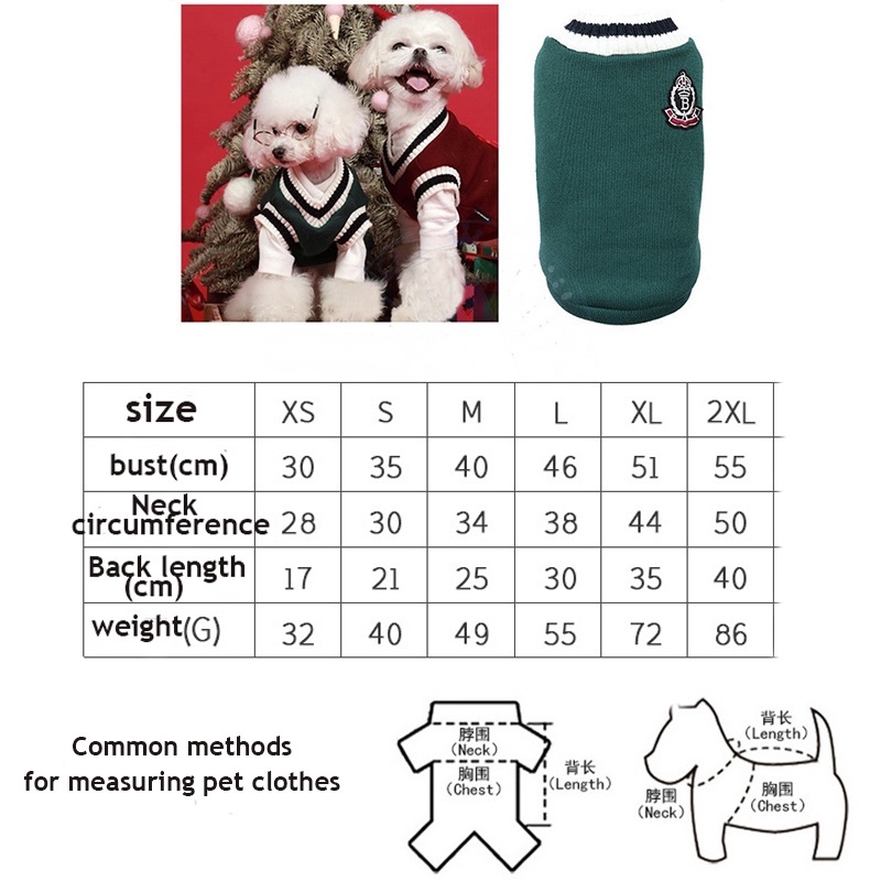 Áo len cổ chữ V lót nhung thời trang thu đông tùy chọn màu sắc cho thú cưng