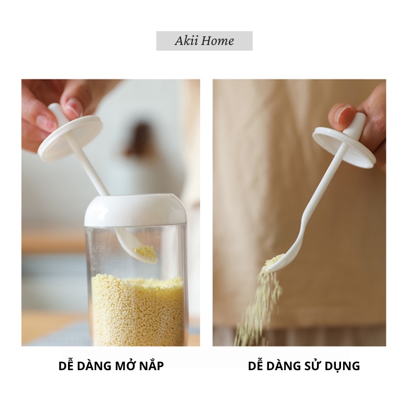 Lọ Đựng Gia Vị Kèm Thìa, Chất Liệu Nhựa ABS Cao Cấp Bền Đẹp, An Toàn Khi Sử Dụng Akii Home NB79