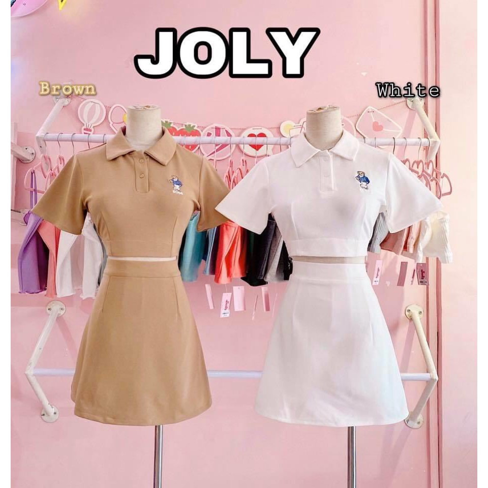 Sét bộ áo cổ bẻ croptop hoa cúc với chân váy chữ A siêu xinh
