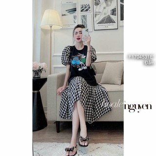 Đầm yếm jean dáng dài xẻ tà 2 dây [BEXU]