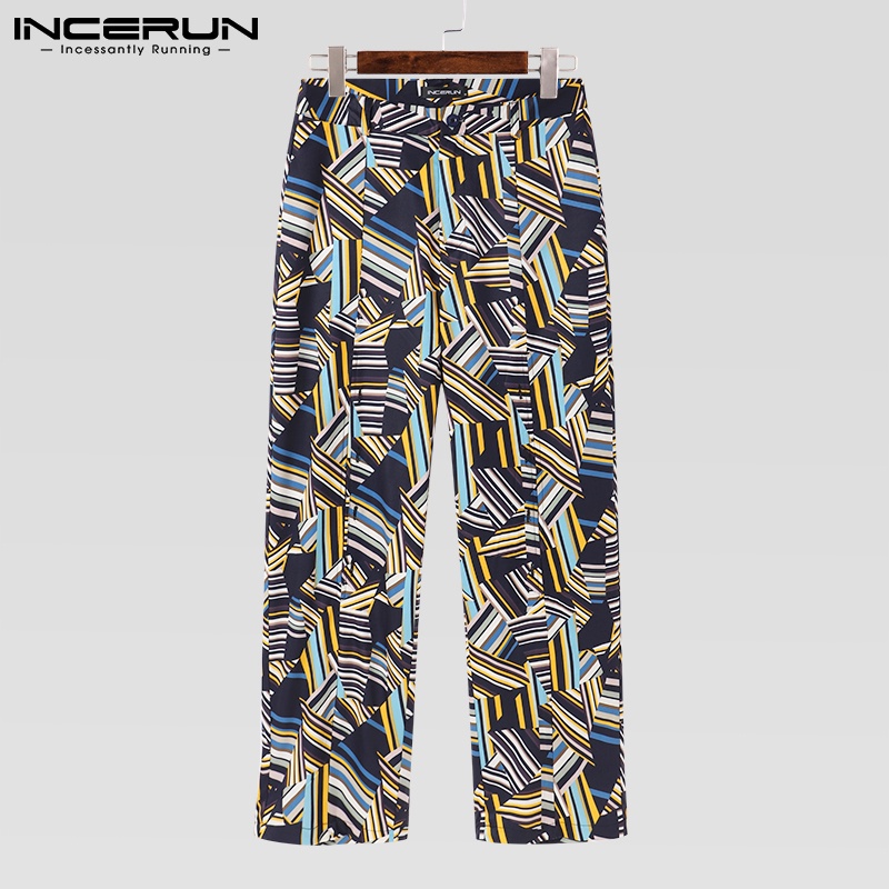 Quần dài INCERUN lưng cao có xẻ tà phía trước kiểu dáng rộng rãi thời trang cho nam