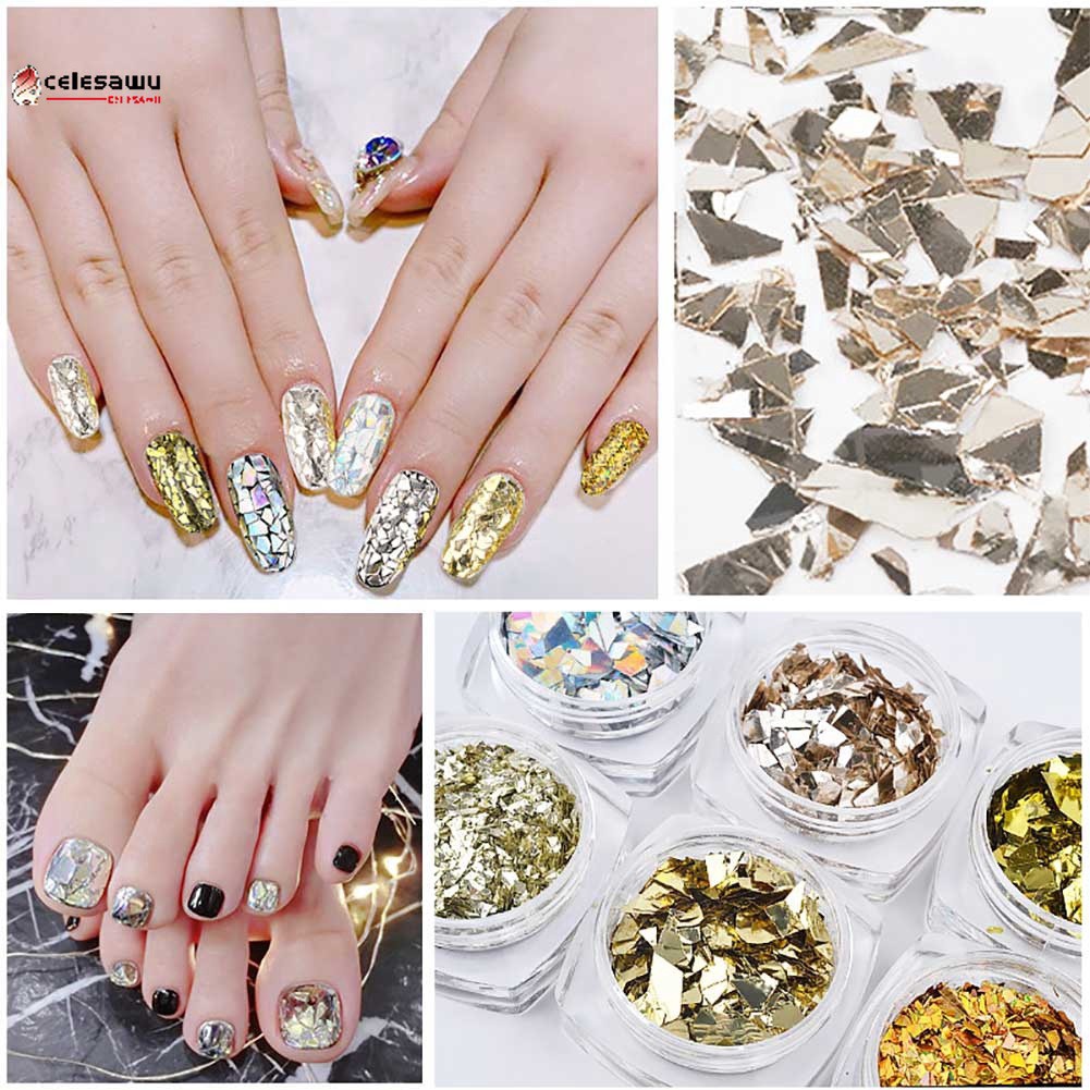 [Hàng mới về] Set 6 hộp kim sa lấp lánh 3D siêu mỏng trang trí móng tay nghệ thuật