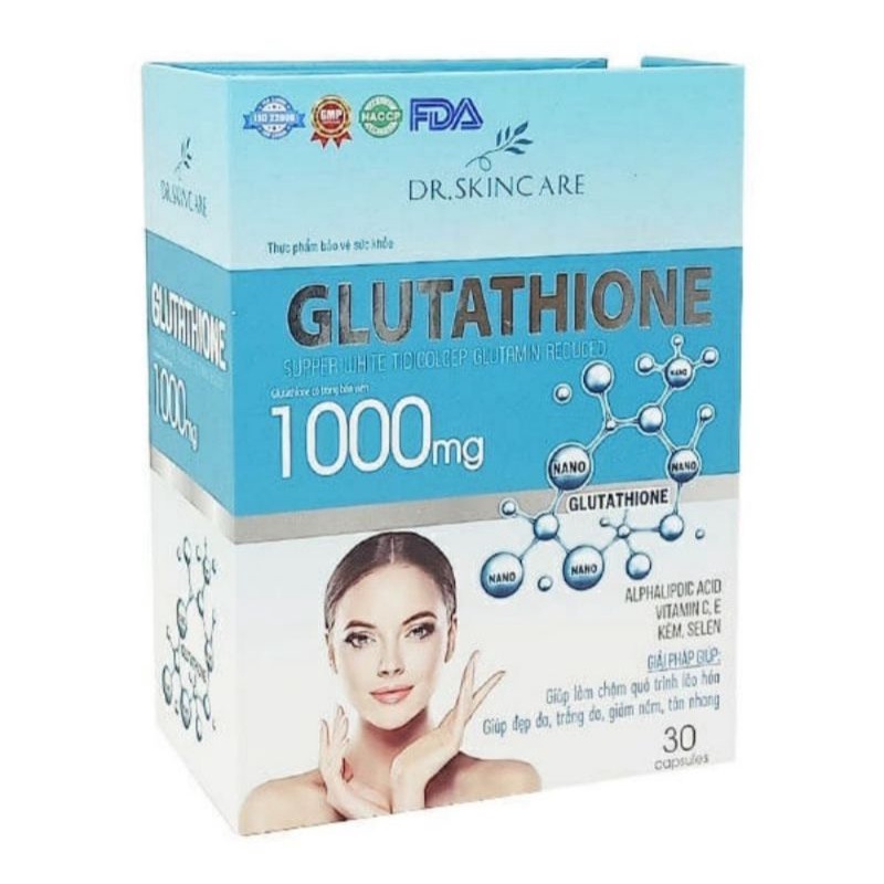 Viên uống trắng da mờ nám Glutathione 1000 . Trắng bật tông sau 1 liệu trình 3 hộp