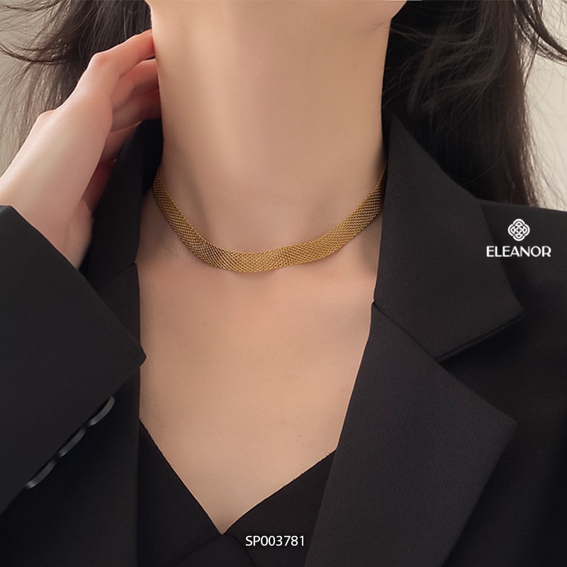 Dây chuyền nữ titan Eleanor Accessories chocker dạng lưới basic phụ kiện trang sức 3781