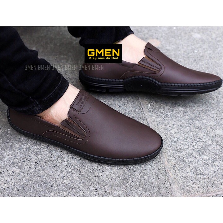 Giày da nam chất liệu da bò mềm mại đế cao su khâu chỉ dù siêu êm chân TK009 | BigBuy360 - bigbuy360.vn
